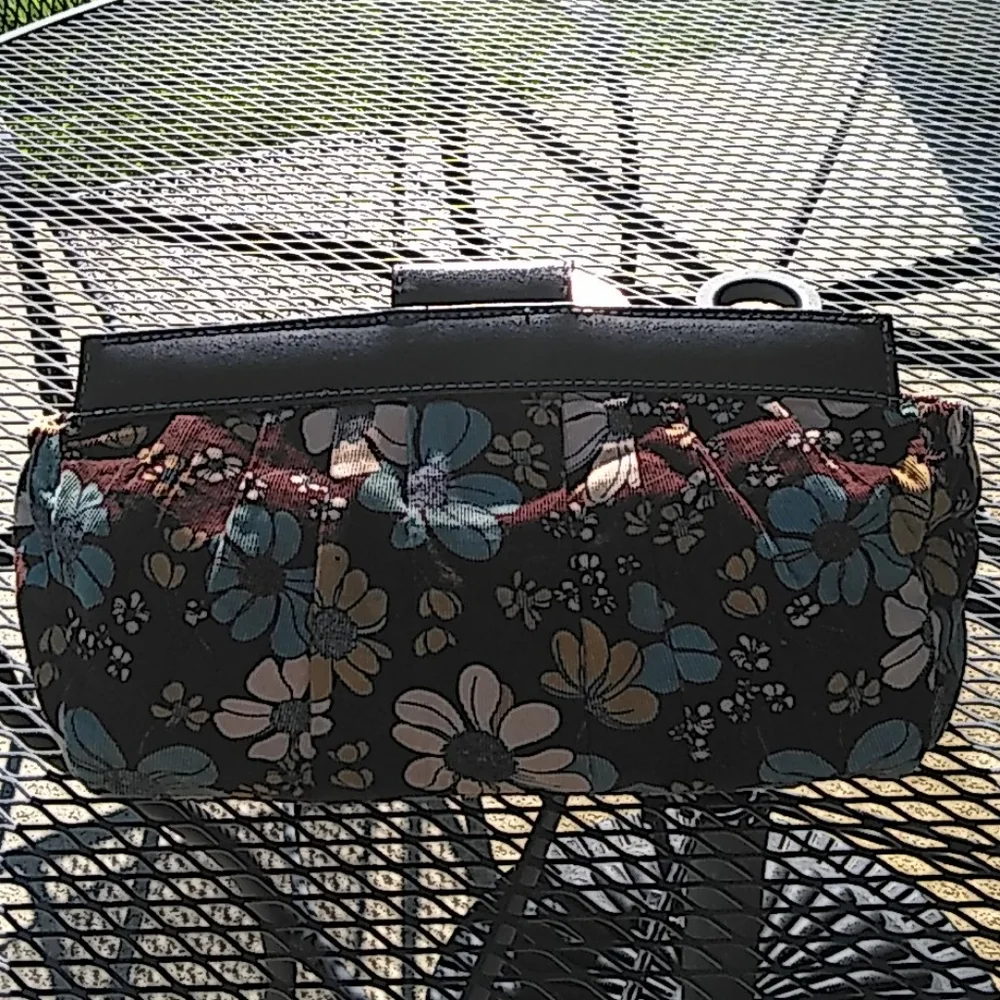 Floral‎ Quilted Canvas Tote  — Brown Trim, Multi‑Color Flowers
